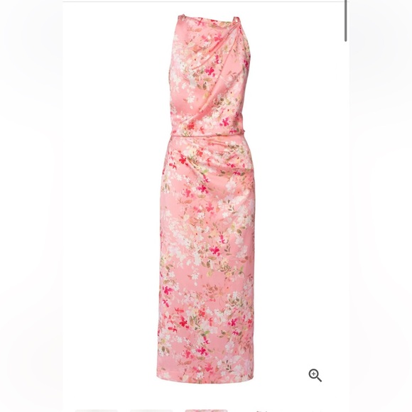 NWT Sofia the Label - Amelie High Neck Satin Dress - Pink Blossom - 12/L - Picture 5 of 9